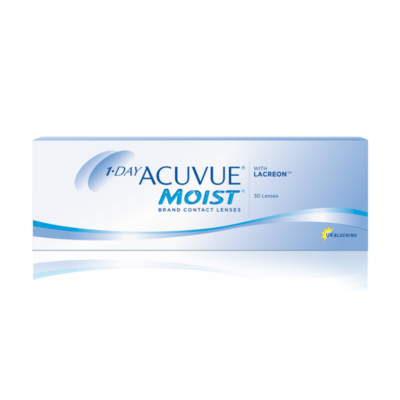 Lentes de contacto 1-Day Acuvue Moist con LACREON® – Hidratación y comodidad todo el día.