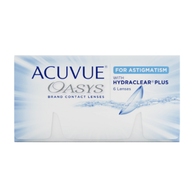 Lentes de contacto Acuvue Oasys para Astigmatismo con HYDRACLEAR® Plus – Visión estable y comodidad prolongada.